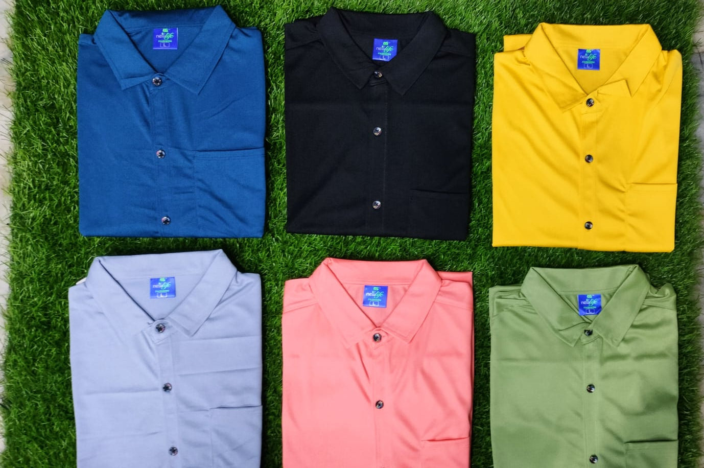 Combo of 6 Plain Lycra Shirts - Half Sleeves