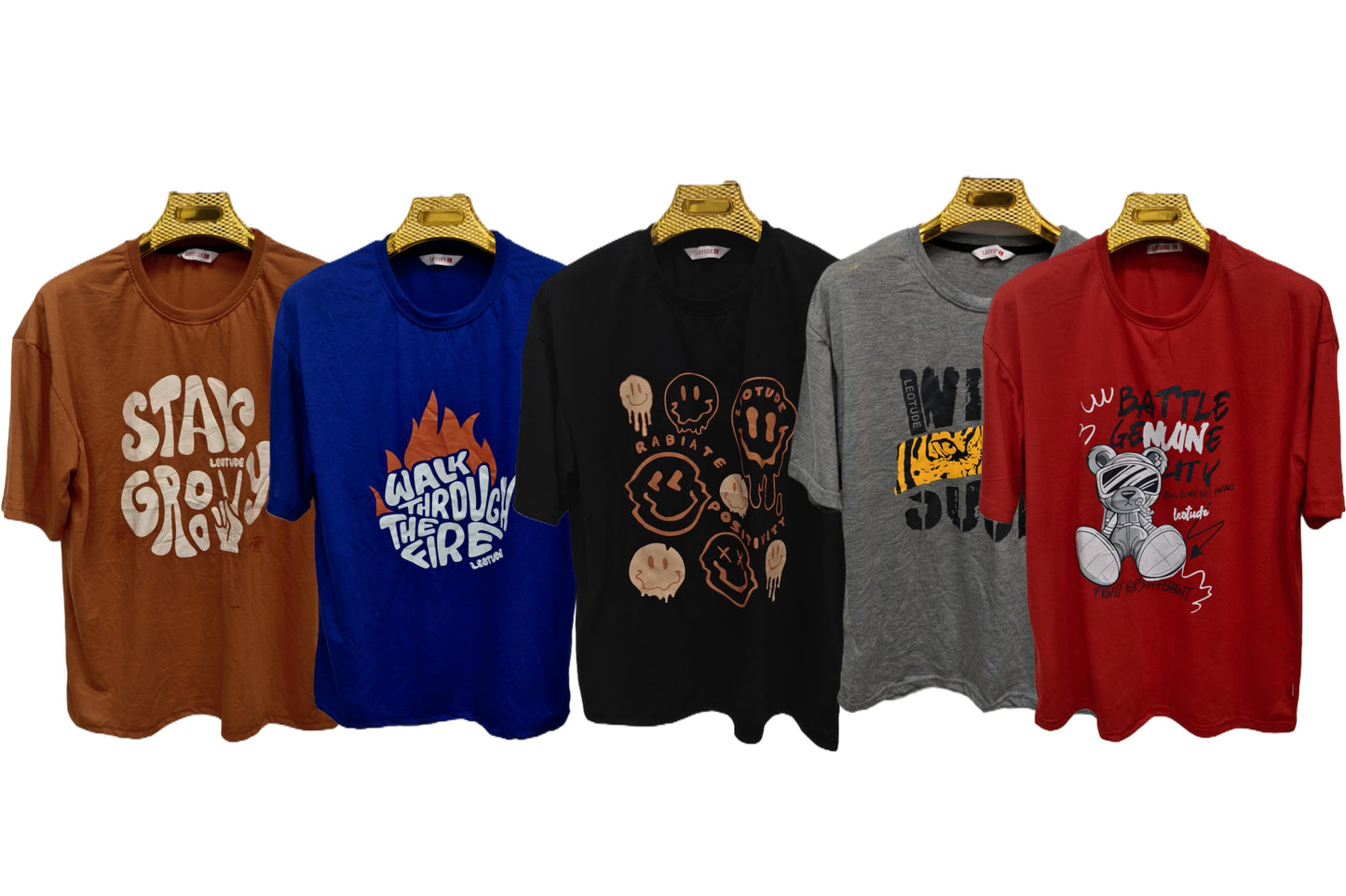 Combo of 5 Printed Drop Shoulder T Shirts Rs. 599 Only
