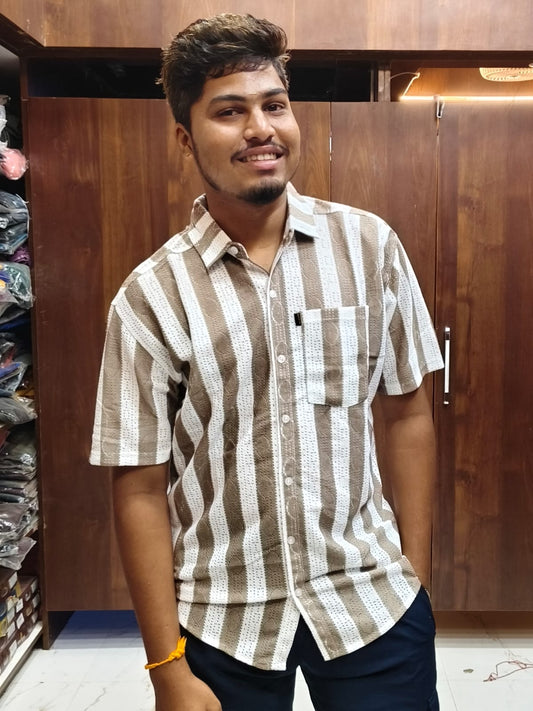 Netted Shirts @ Just 249rs - Brown & White