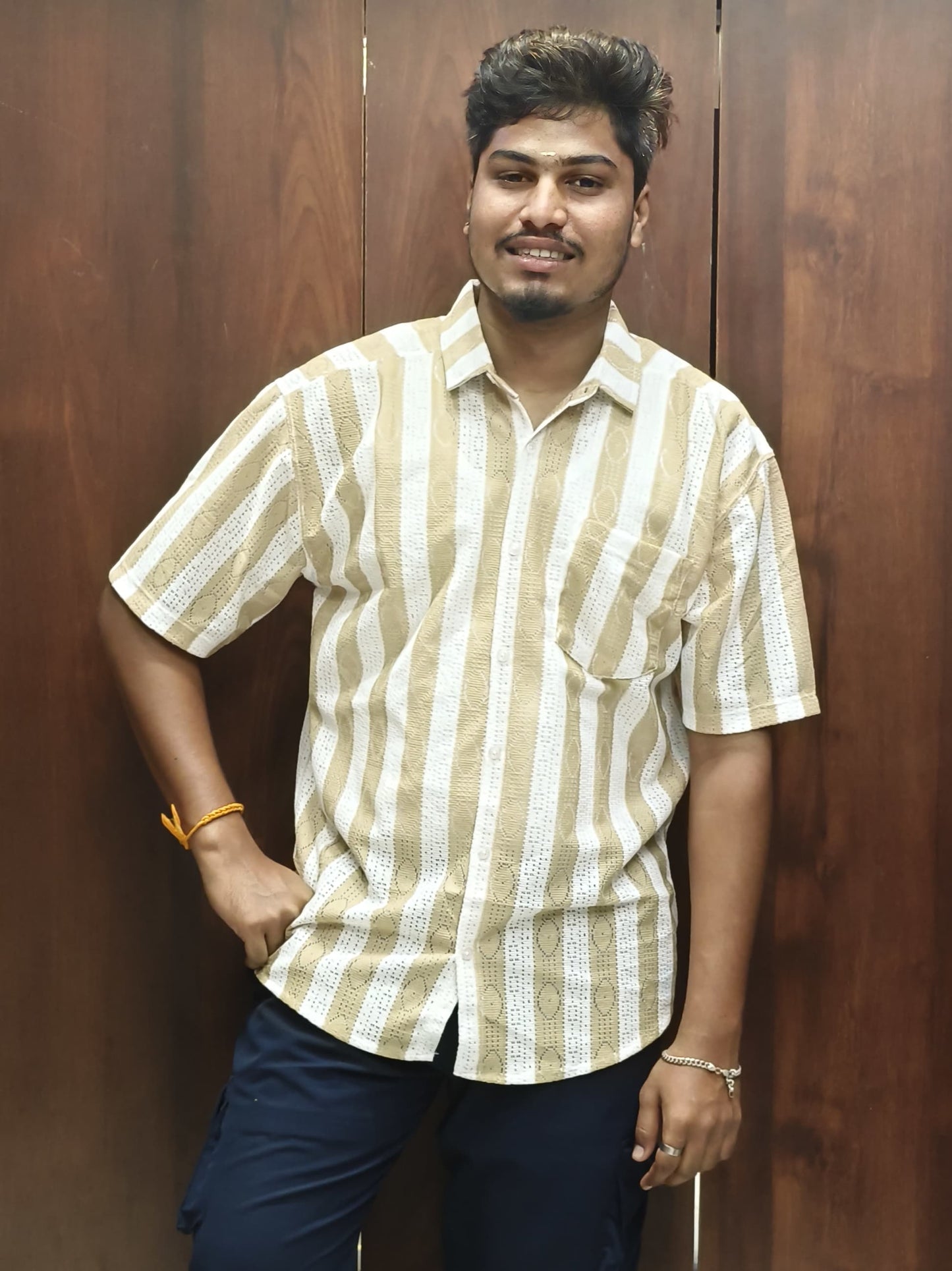 Netted Shirts @ Just 249rs - Light Orange & White