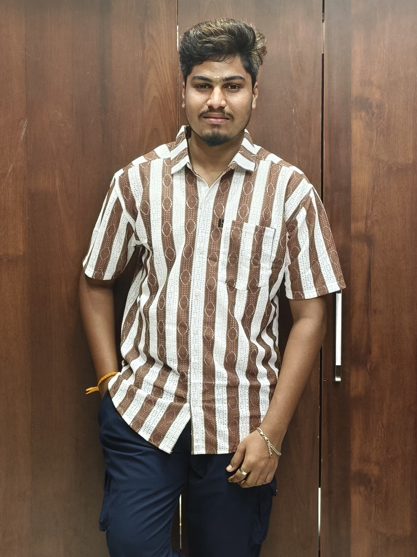 Netted Shirts @ Just 249rs - Dark Brown & White