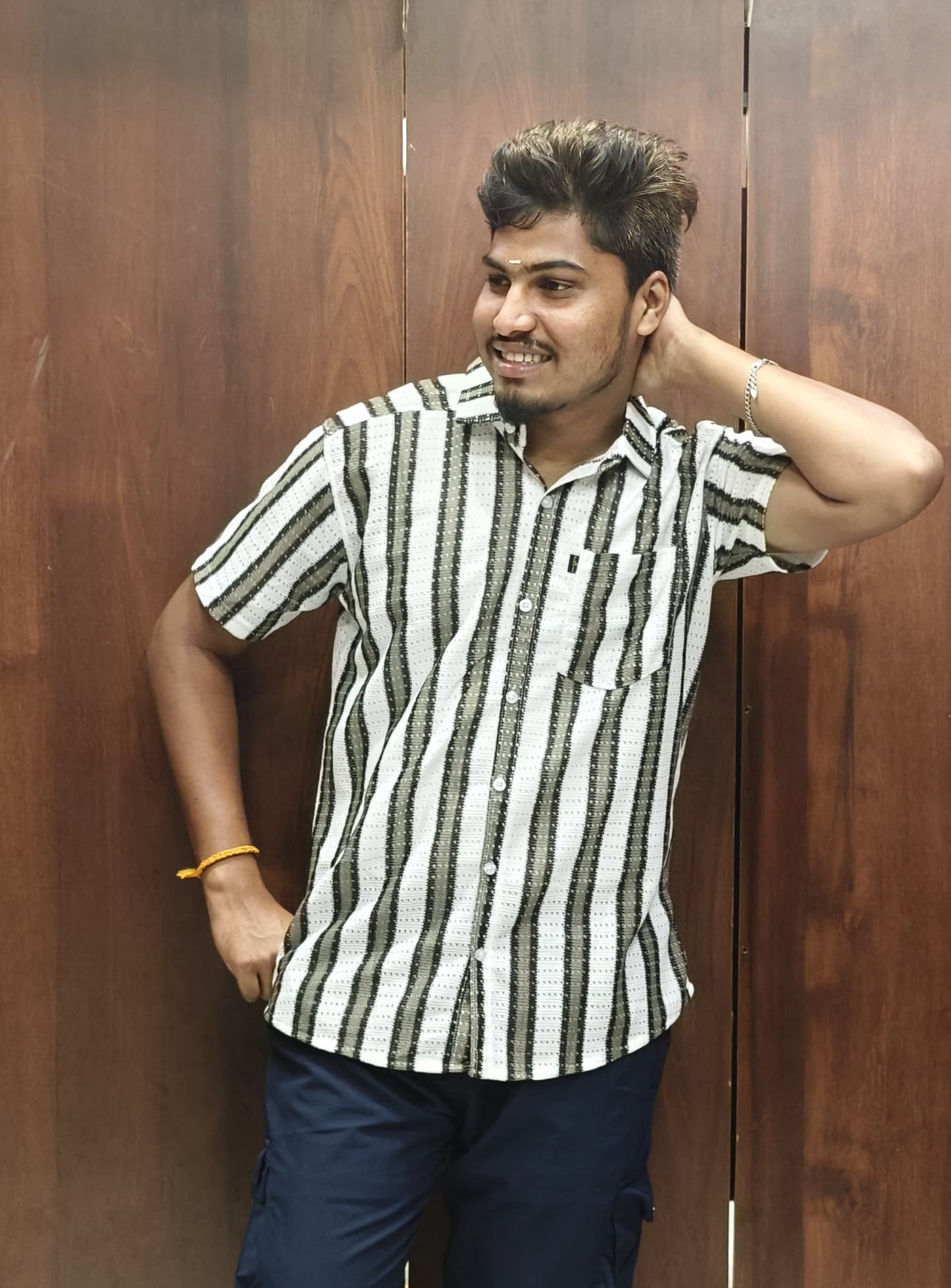 Netted Shirts @ Just 249rs - Dark Green & White