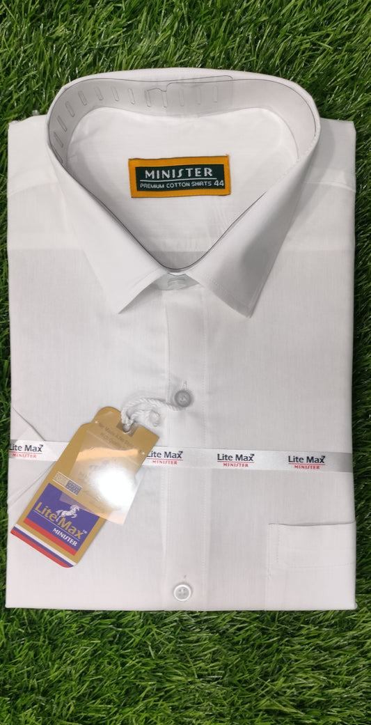 Pure Cotton Minister White Shirts Rs. 399 Only - Minister Cotton