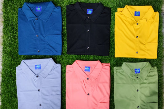 Combo of 6 Plain Lycra Shirts - Half Sleeves