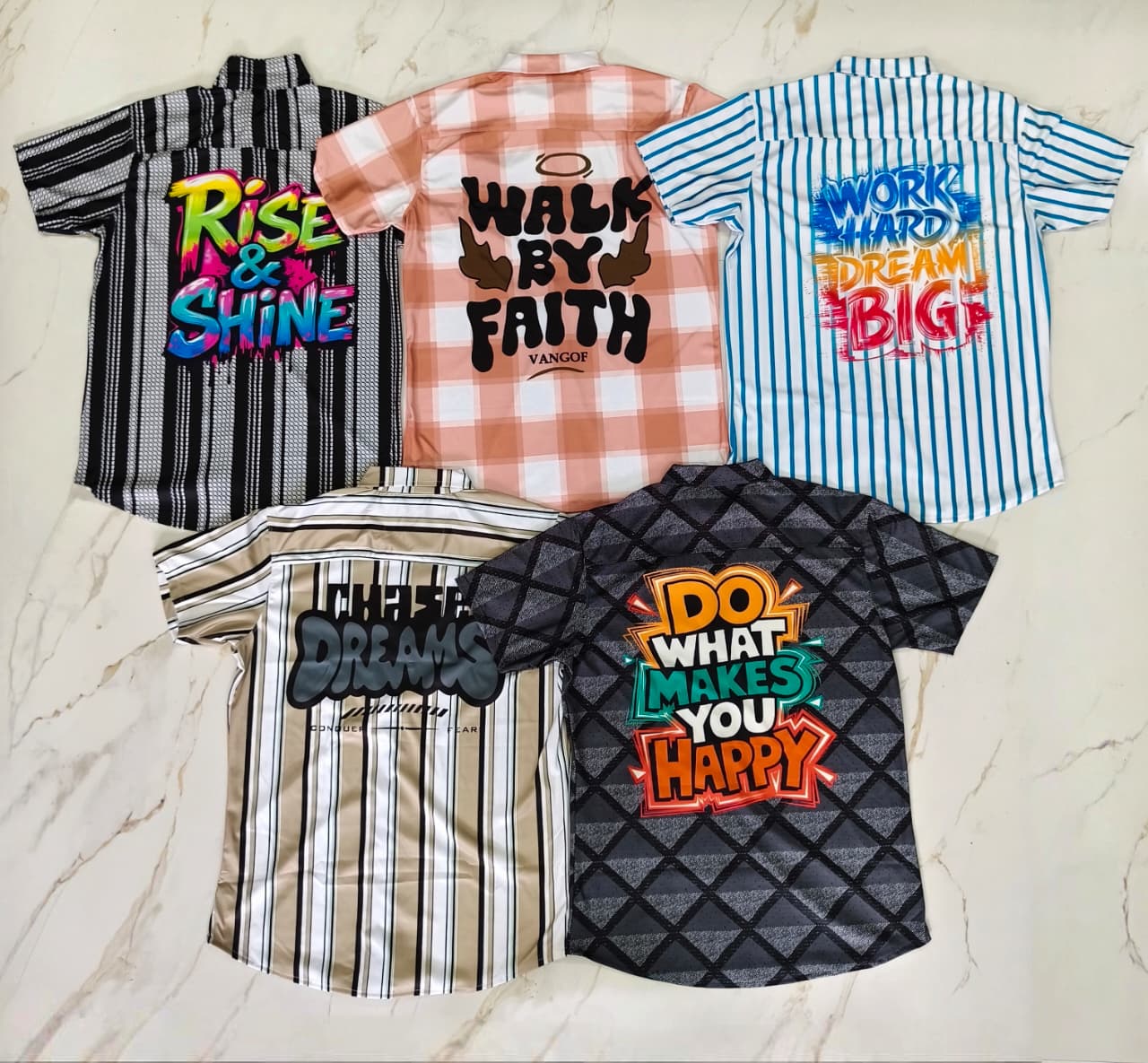 Combo of 5 Lycra Back Printed Shirts Rs. 999 Only