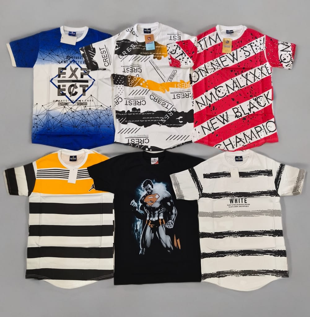 Combo of 6 Printed Cotton Lycra T Shirts Rs. 499 Only (L-38 Size)