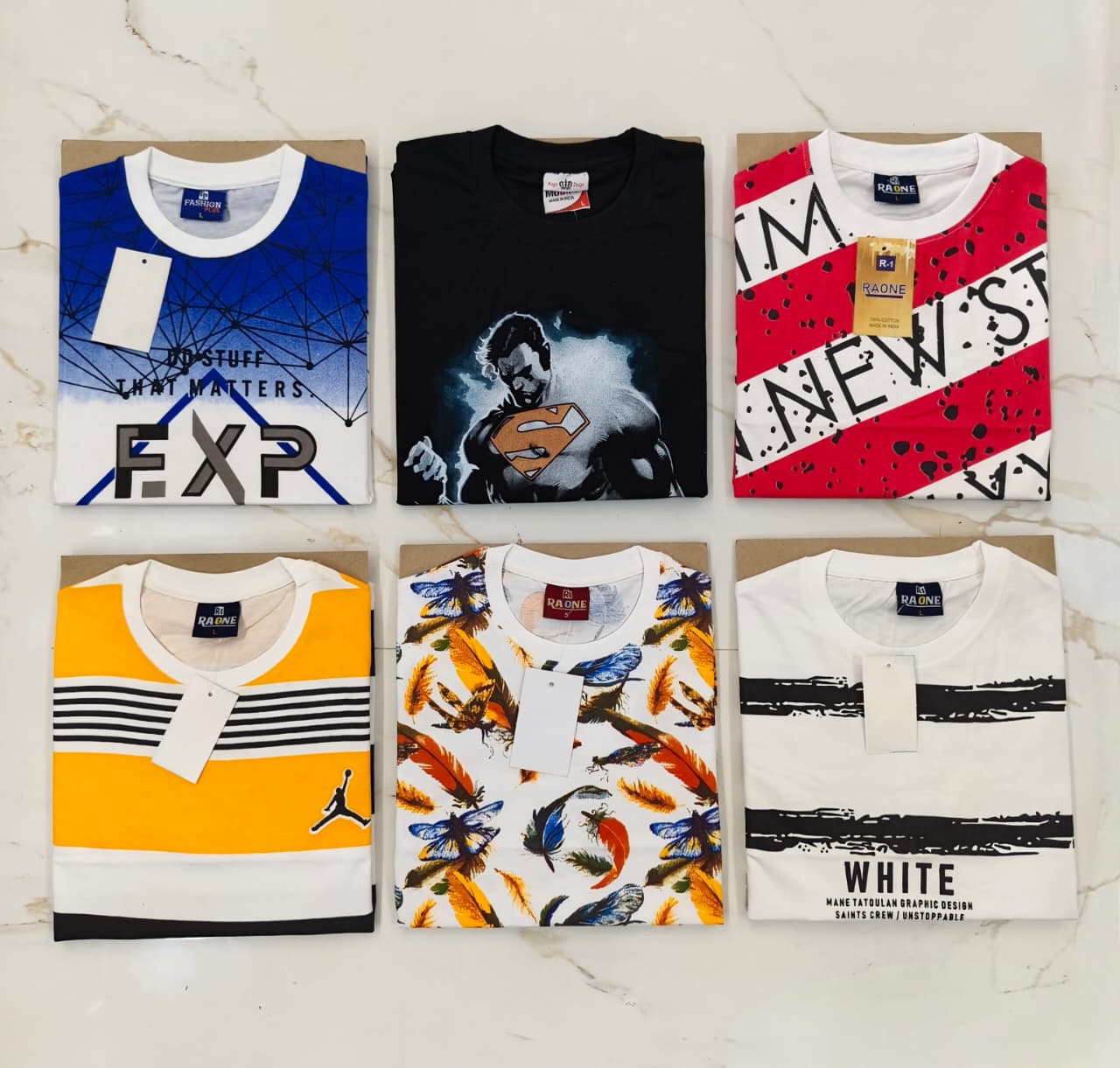 Combo of 6 Printed Cotton Lycra T Shirts Rs. 499 Only (L-38 Size)