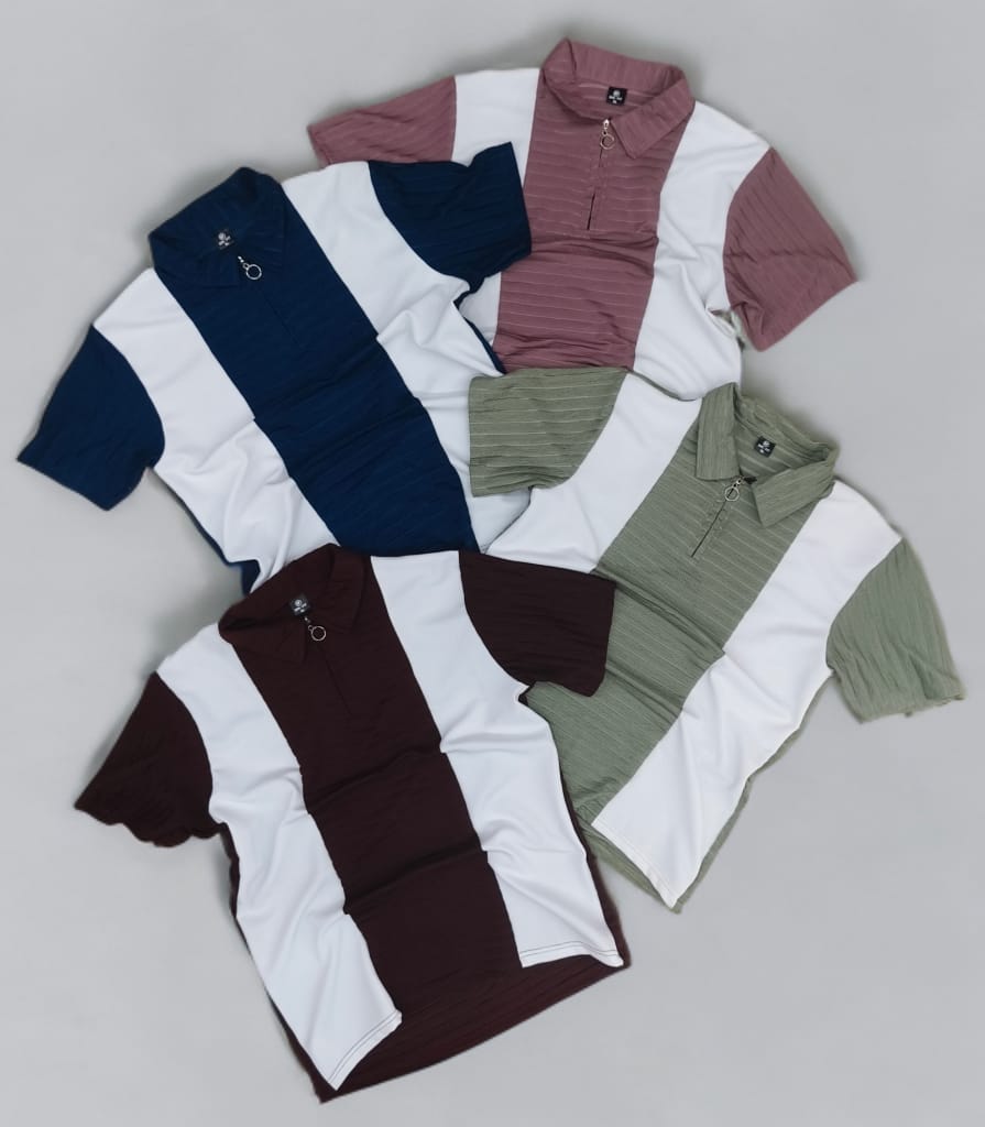 Combo of 4 Striped Zipper Polo T Shirts Rs. 999 Only